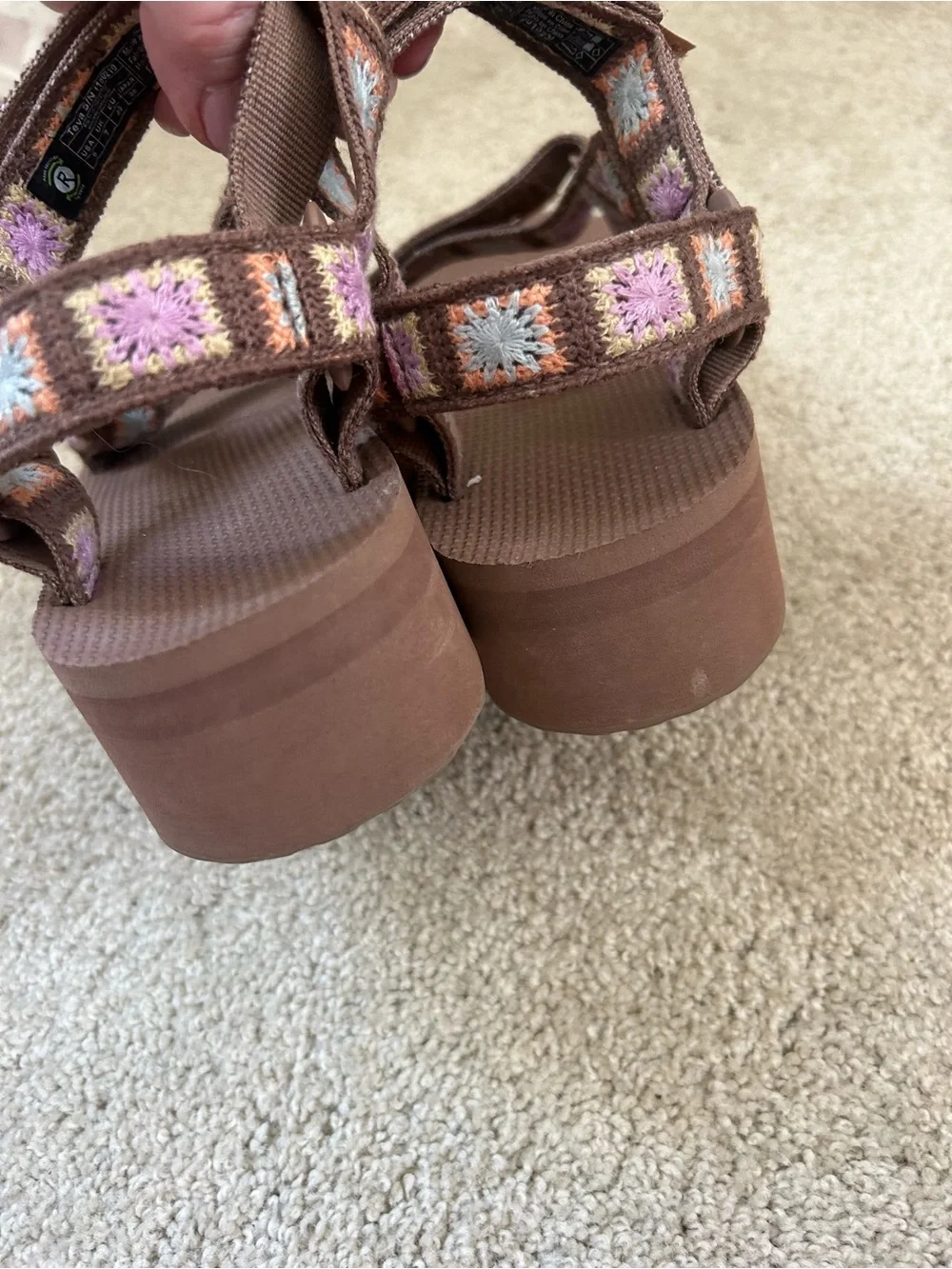 TEVA UNWIND FLATFORM UNIVERSAL CROCHET PLATFORM SANDALS, US 9